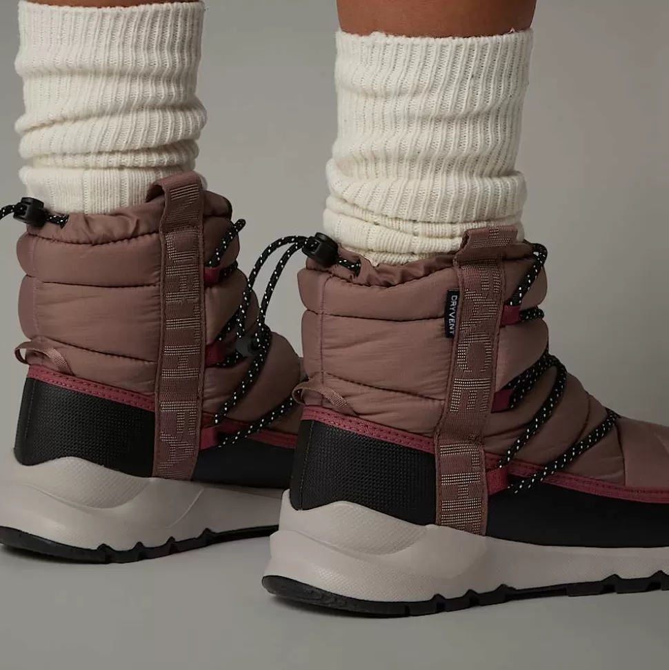 The North Face Botas De Invierno Impermeables Con Cordones ThermoBall™ Para Mujer Deep Taupe-TNF Black Best