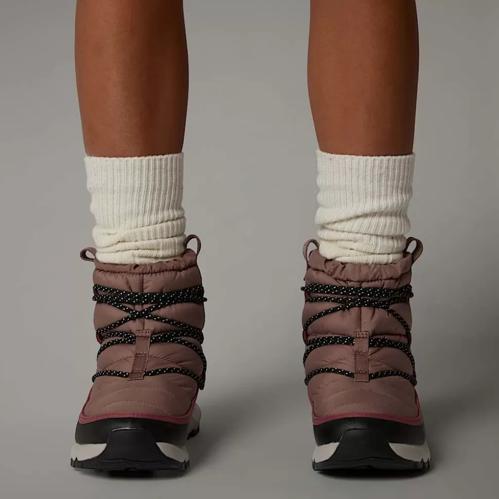 The North Face Botas De Invierno Impermeables Con Cordones ThermoBall™ Para Mujer Deep Taupe-TNF Black Best