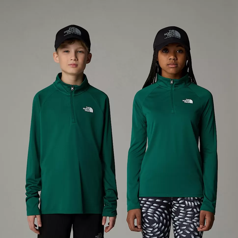 The North Face Camiseta De Manga Larga Con Cremallera De 1/4 Never Stop Para Jóvenes Evergreen Clearance