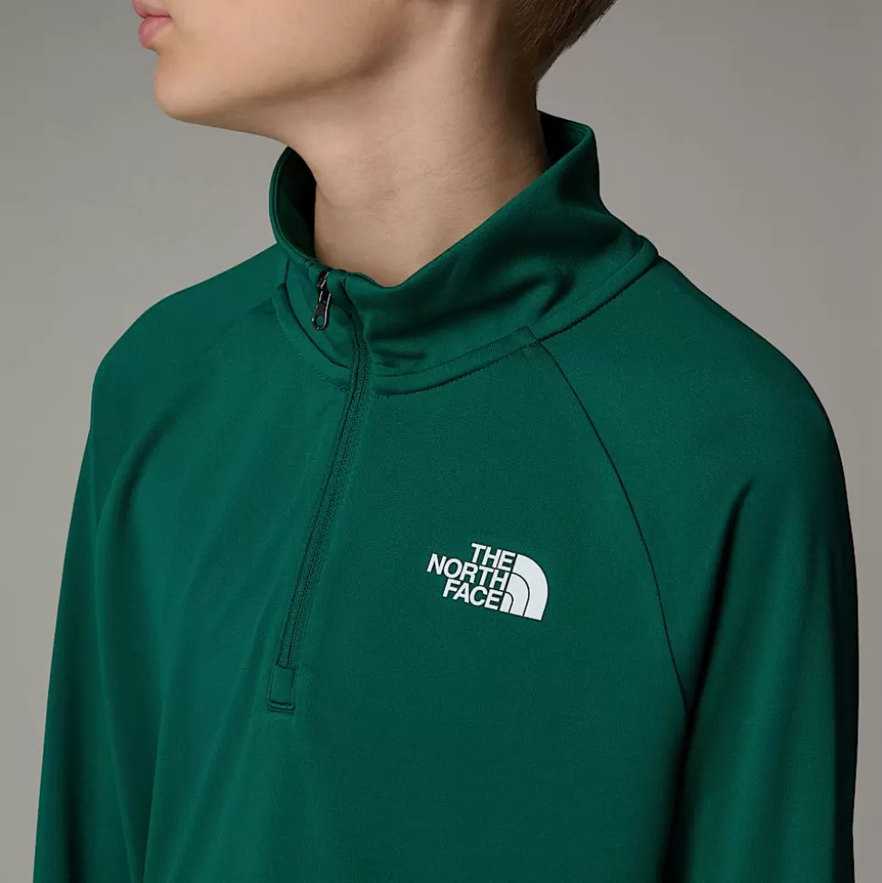 The North Face Camiseta De Manga Larga Con Cremallera De 1/4 Never Stop Para Jóvenes Evergreen Clearance