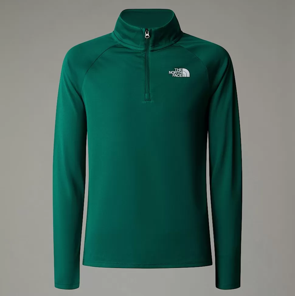 The North Face Camiseta De Manga Larga Con Cremallera De 1/4 Never Stop Para Jóvenes Evergreen Clearance
