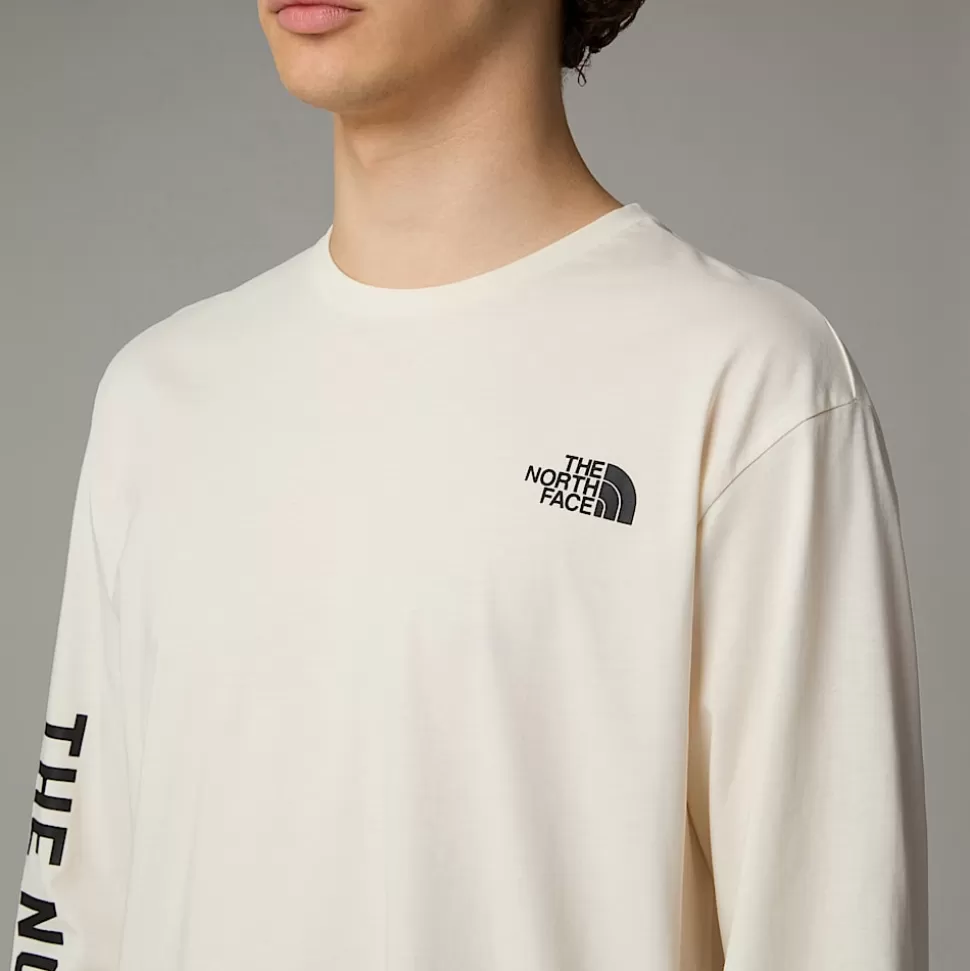 The North Face Camiseta De Manga Larga Con Estampado Gráfico Varsity Para Hombre White Dune Store