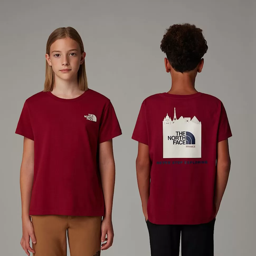 The North Face Camiseta France Redbox Para Jóvenes Beetroot-White Dune Hot