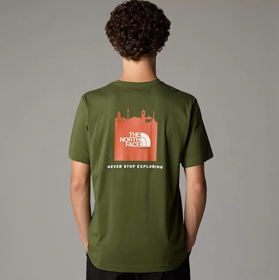 The North Face Camiseta Germany Redbox Para Hombre Terrarium Green - Bombay Orange - White Dune Cheap