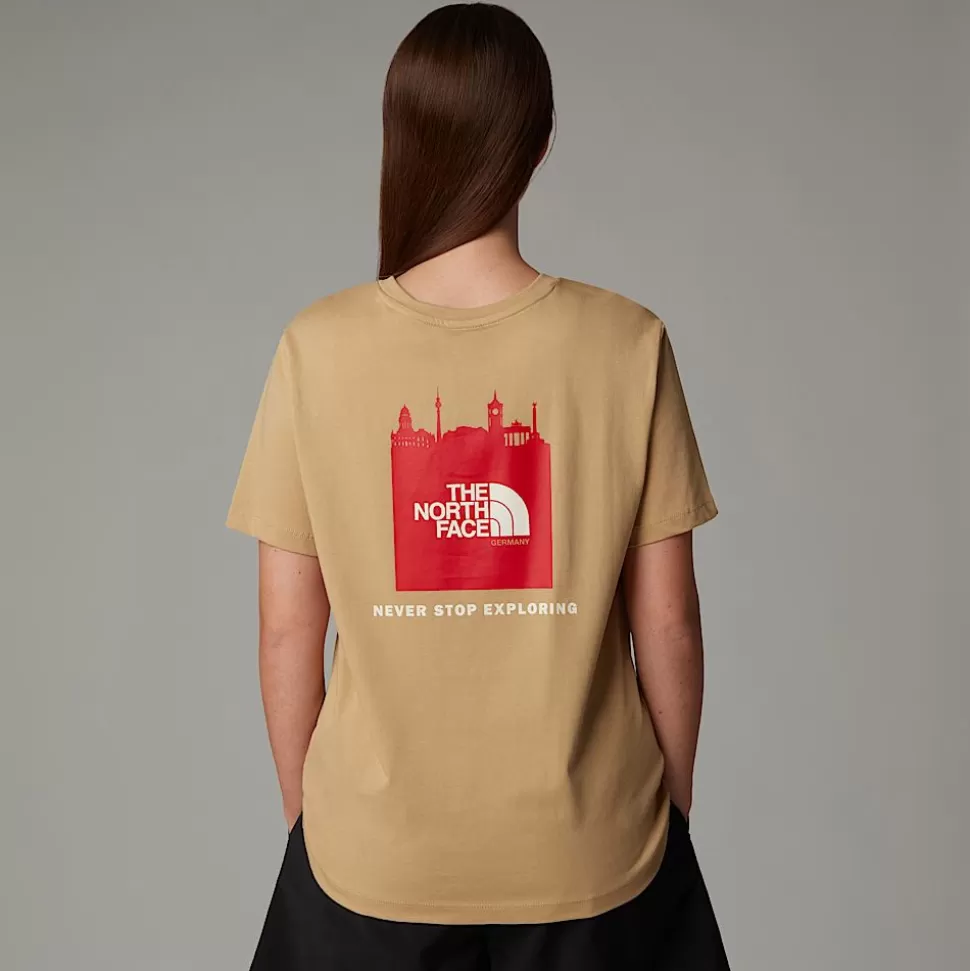 The North Face Camiseta Germany Redbox Para Mujer Khaki Stone - TNF Red - White Dune Cheap