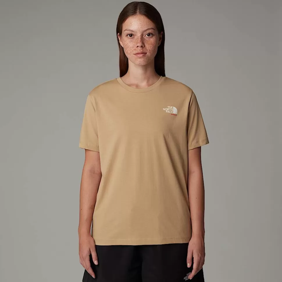 The North Face Camiseta Germany Redbox Para Mujer Khaki Stone - TNF Red - White Dune Cheap