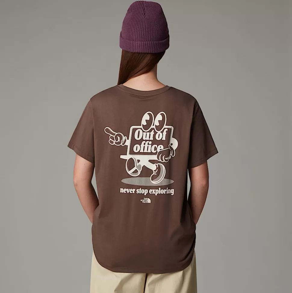The North Face Camiseta Holgada Cartoon Para Mujer Smokey Brown-White Dune Clearance