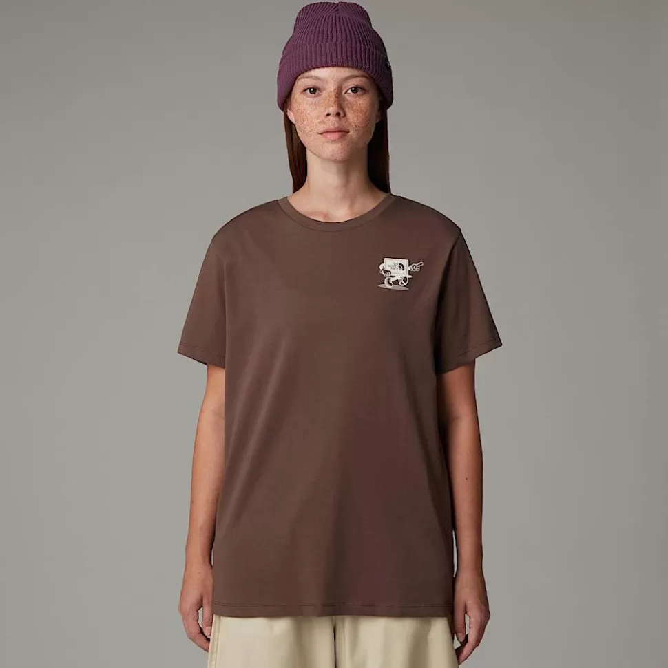 The North Face Camiseta Holgada Cartoon Para Mujer Smokey Brown-White Dune Clearance