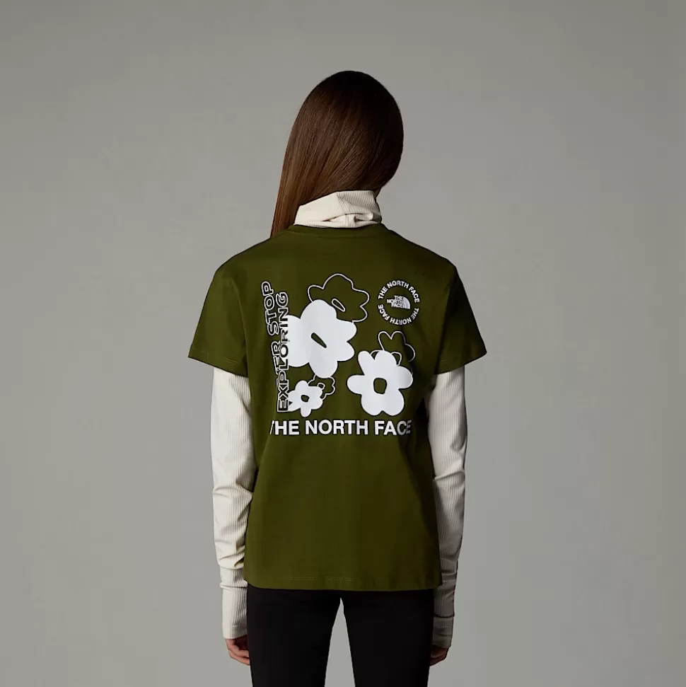 The North Face Camiseta Holgada Con Estampado Gráfico Flower Para Niña Forest Olive Hot