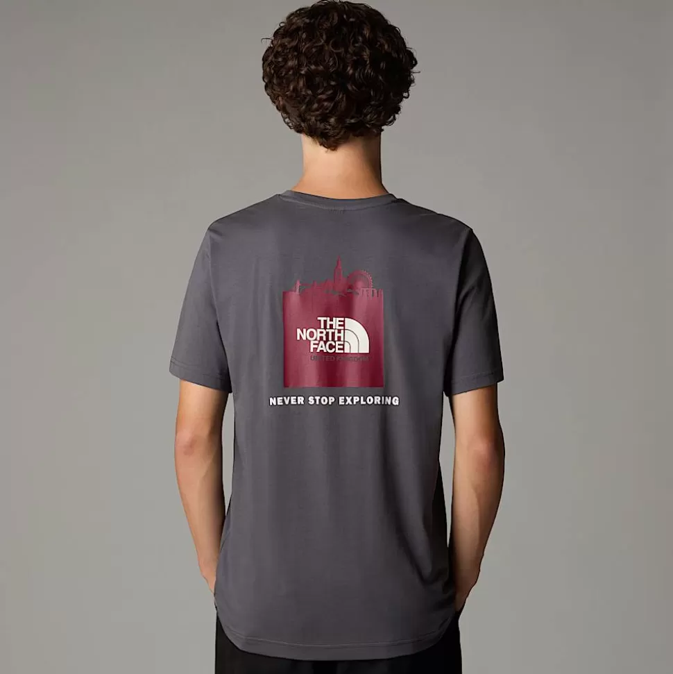The North Face Camiseta UK Redbox Para Hombre Anthracite Grey - Beetroot - High Rise Grey Discount