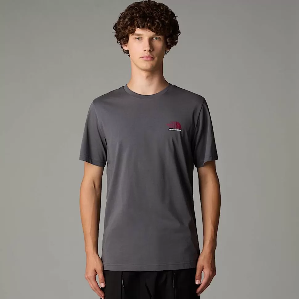 The North Face Camiseta UK Redbox Para Hombre Anthracite Grey - Beetroot - High Rise Grey Discount