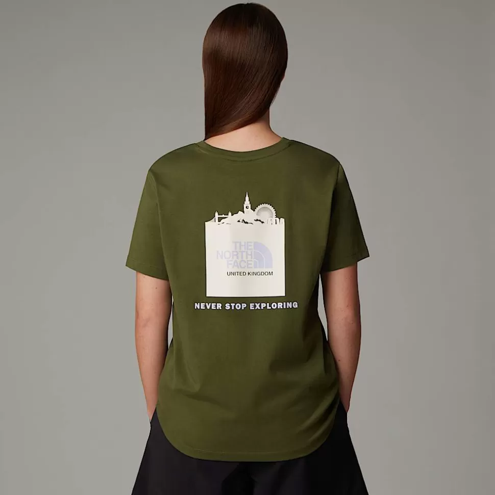 The North Face Camiseta UK Redbox Para Mujer Terrarium Green - White Dune -Beetroot Hot