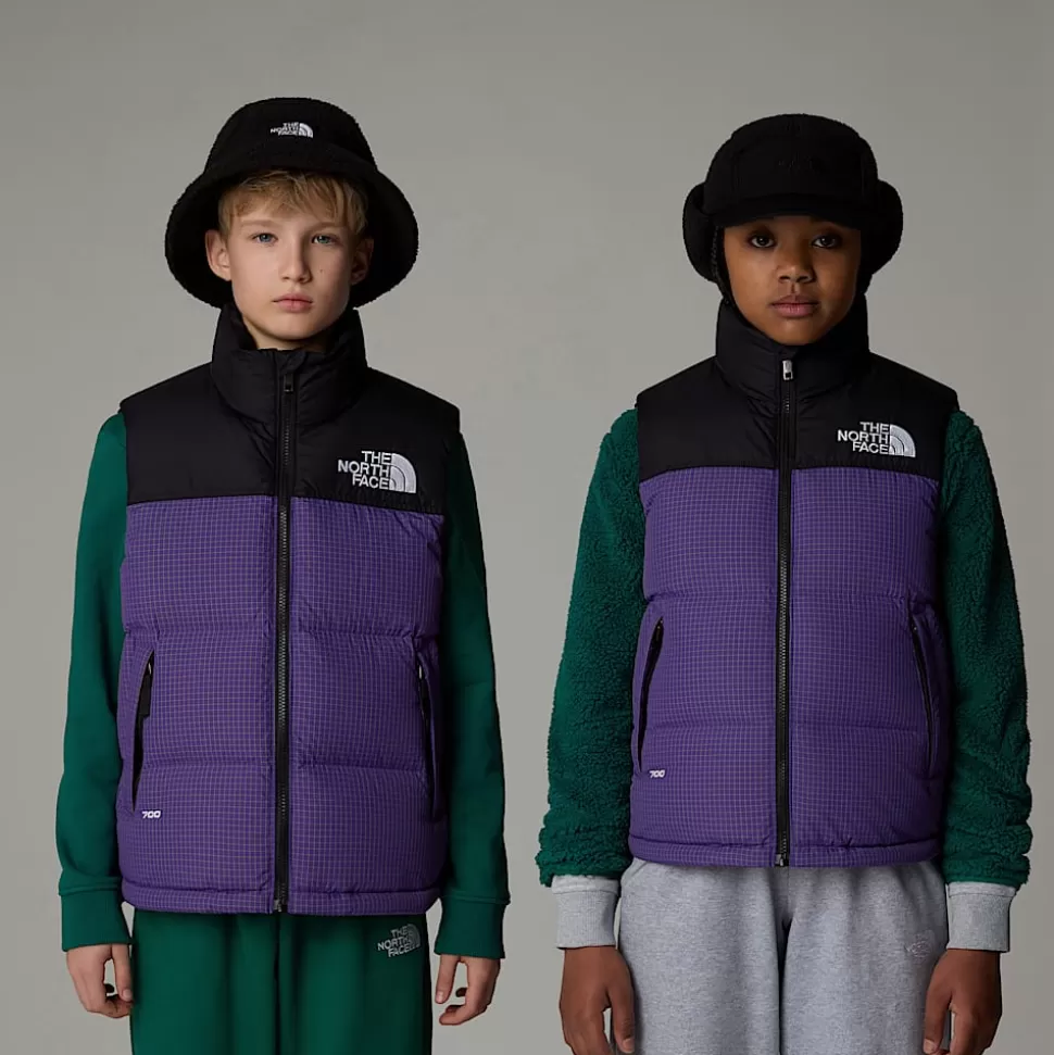 The North Face Chaleco Nuptse Retro 1996 Para Jóvenes Peak Purple-Ripstop Hot