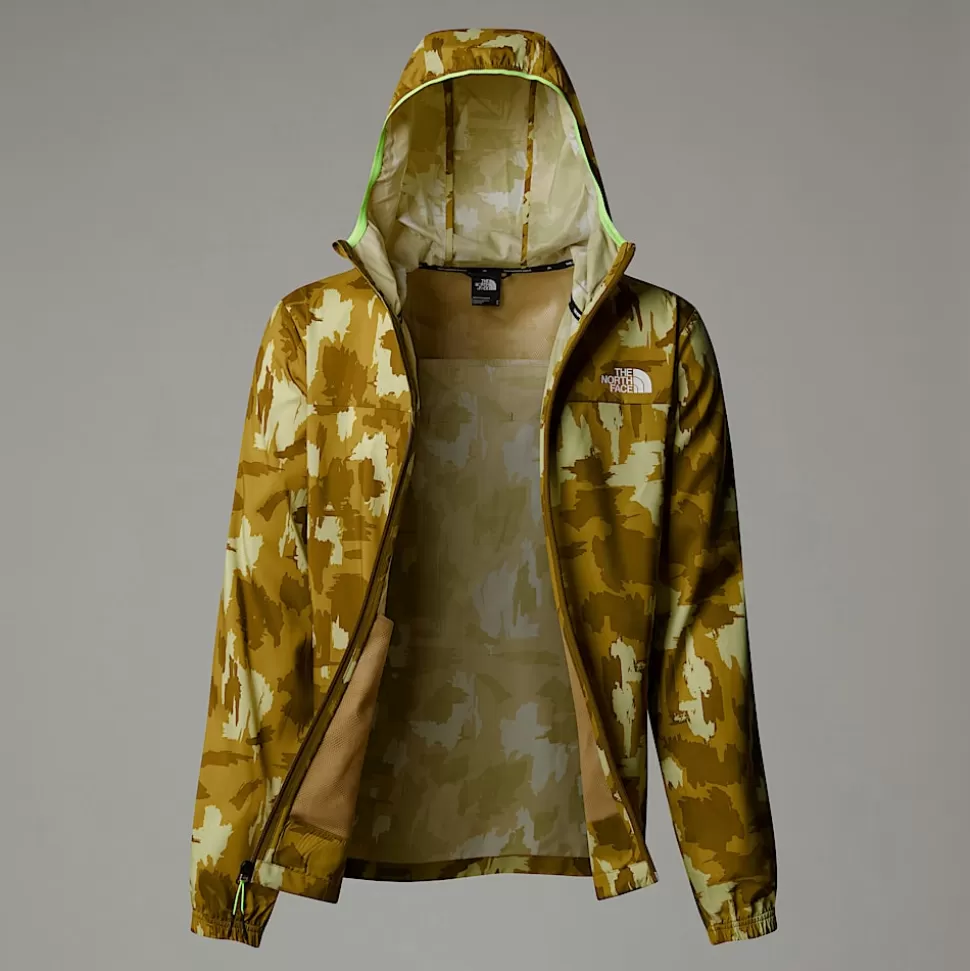 The North Face Chaqueta Cortavientos Estampada Con Capucha Para Hombre Amber Green Painted Mountains Print Flash Sale