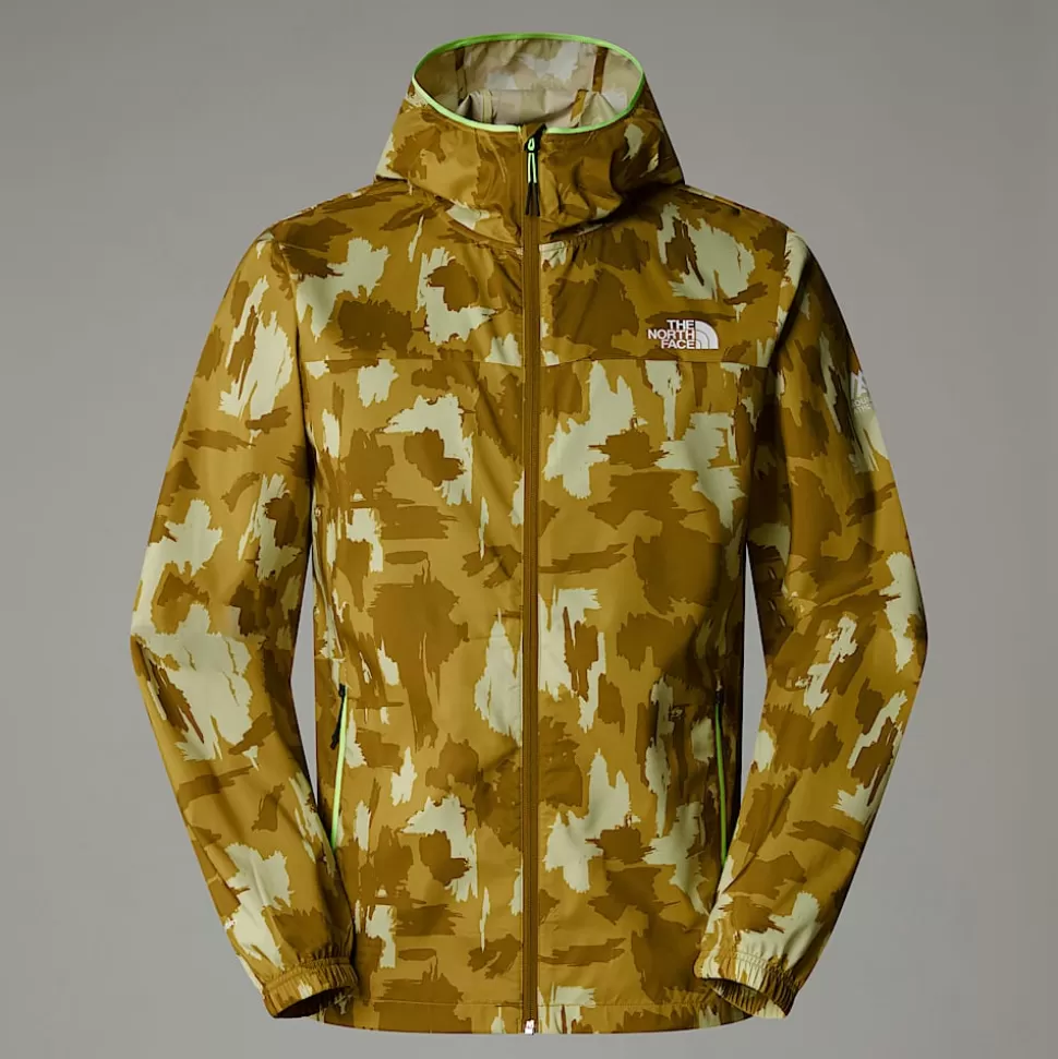 The North Face Chaqueta Cortavientos Estampada Con Capucha Para Hombre Amber Green Painted Mountains Print Flash Sale