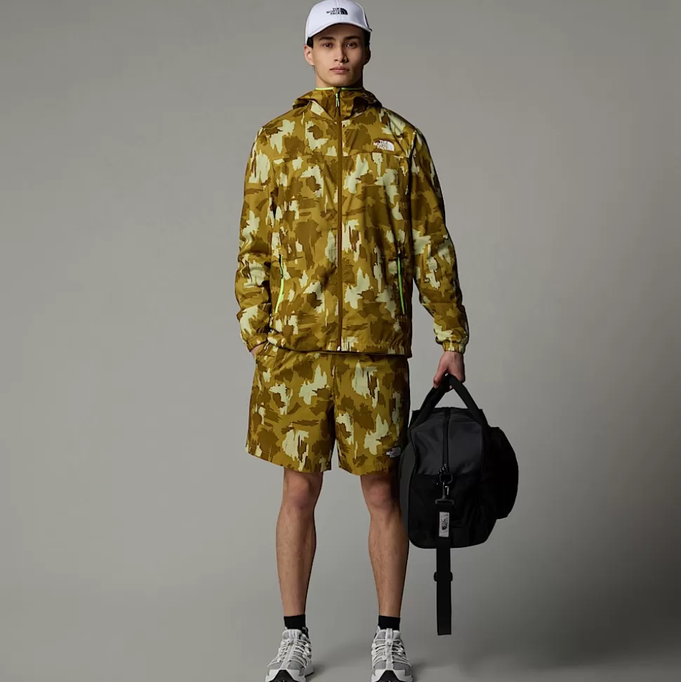 The North Face Chaqueta Cortavientos Estampada Con Capucha Para Hombre Amber Green Painted Mountains Print Flash Sale