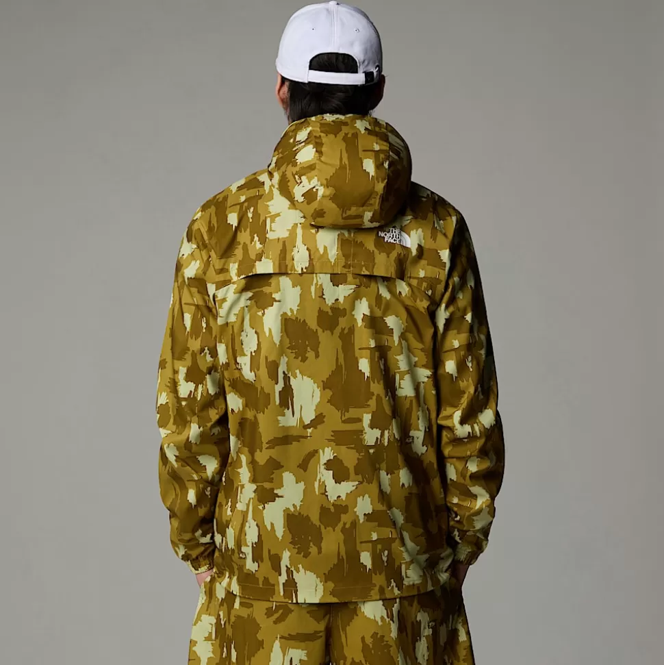 The North Face Chaqueta Cortavientos Estampada Con Capucha Para Hombre Amber Green Painted Mountains Print Flash Sale