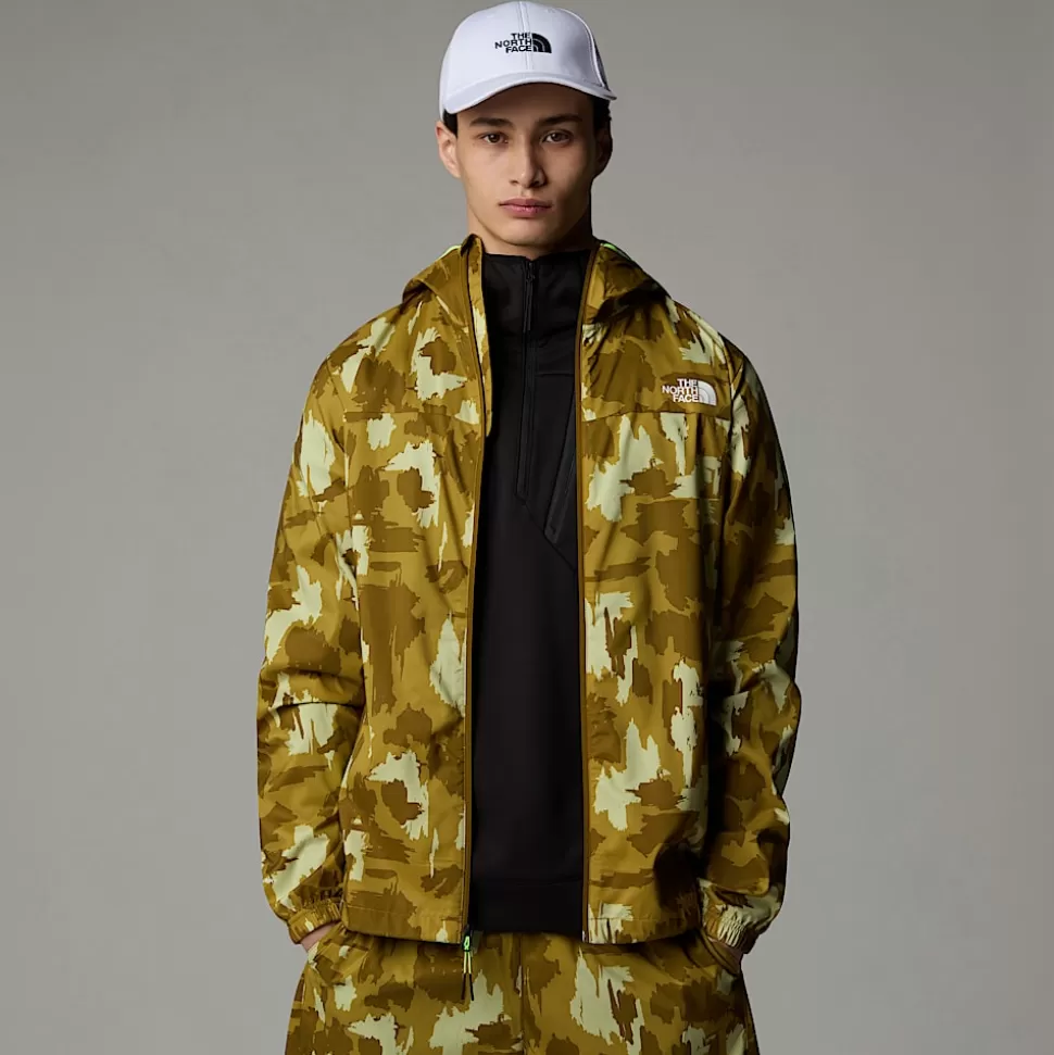 The North Face Chaqueta Cortavientos Estampada Con Capucha Para Hombre Amber Green Painted Mountains Print Flash Sale