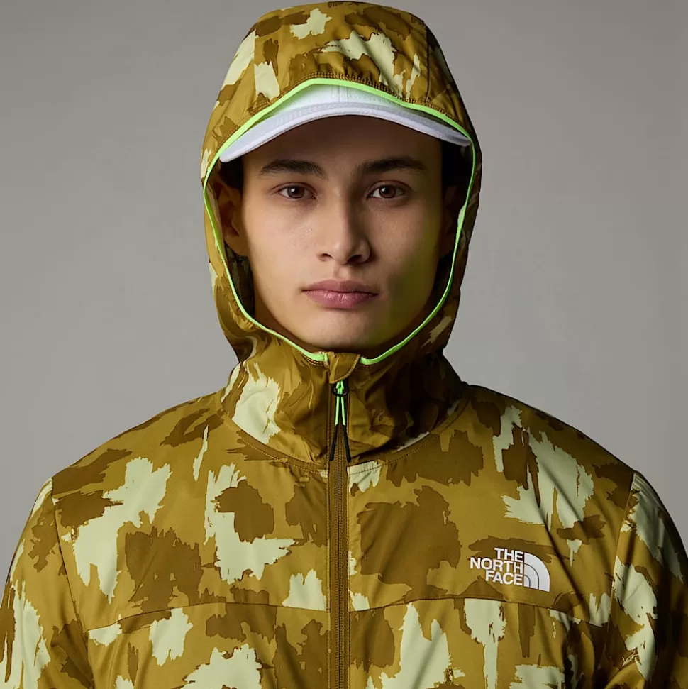The North Face Chaqueta Cortavientos Estampada Con Capucha Para Hombre Amber Green Painted Mountains Print Flash Sale