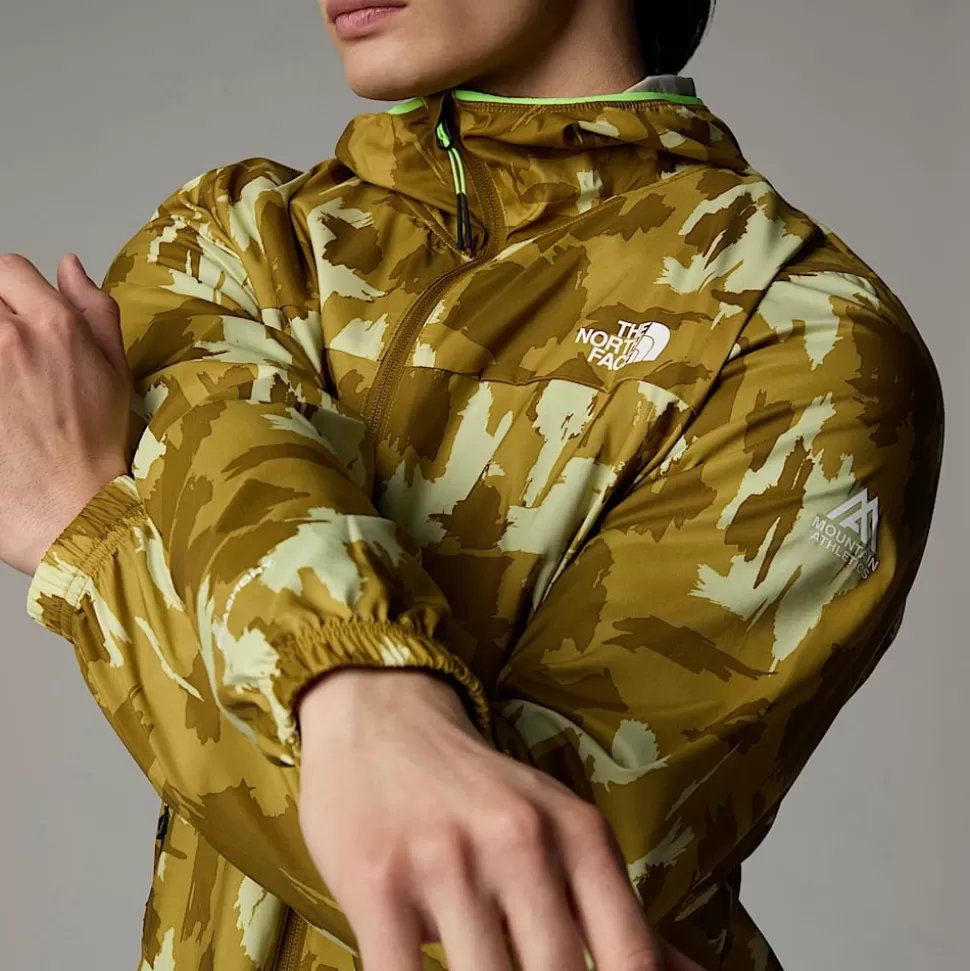 The North Face Chaqueta Cortavientos Estampada Con Capucha Para Hombre Amber Green Painted Mountains Print Flash Sale