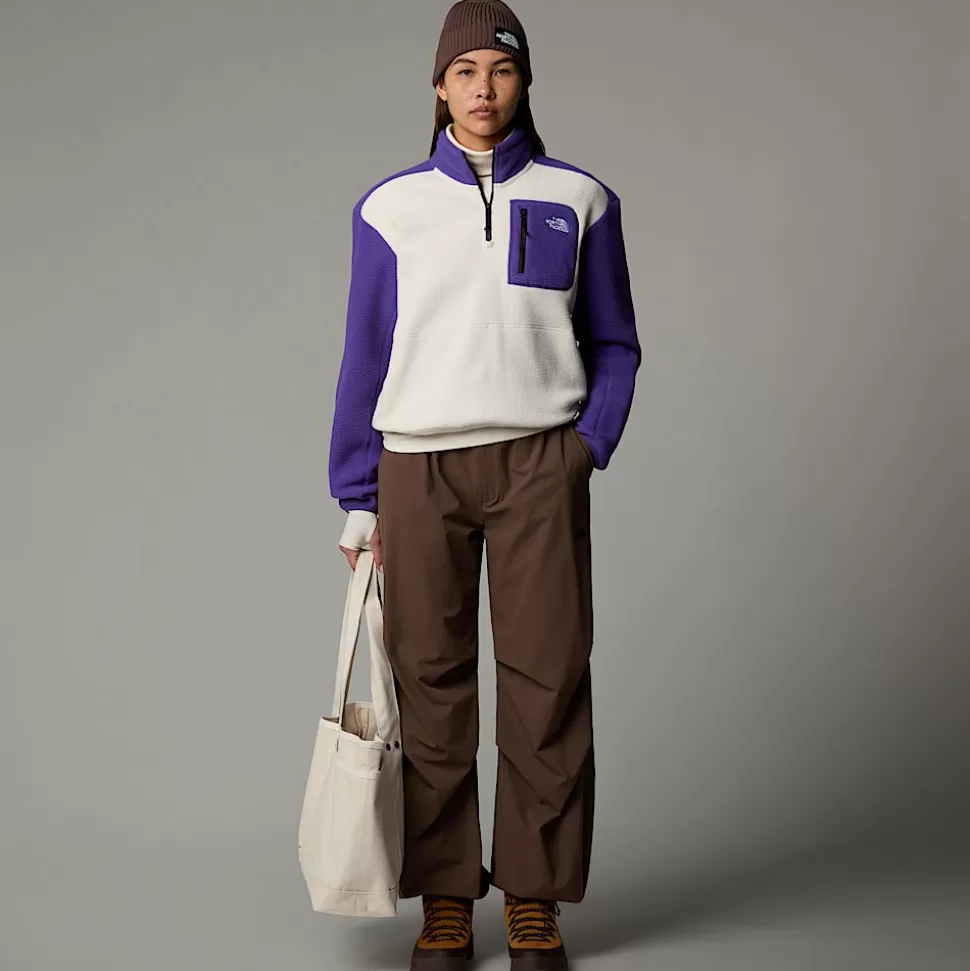 The North Face Chaqueta Polar Con Cremallera De 1/4 Yumiori Para Mujer White Dune-Peak Purple-TNF Black Best