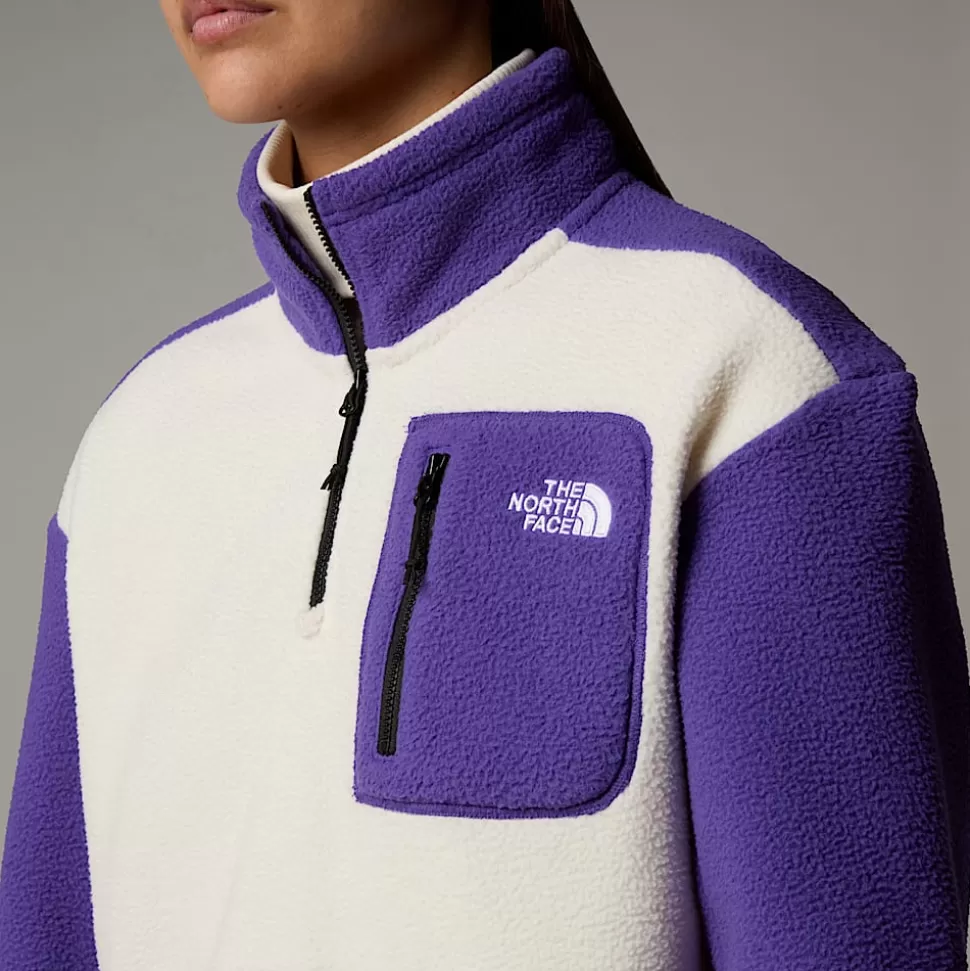 The North Face Chaqueta Polar Con Cremallera De 1/4 Yumiori Para Mujer White Dune-Peak Purple-TNF Black Best