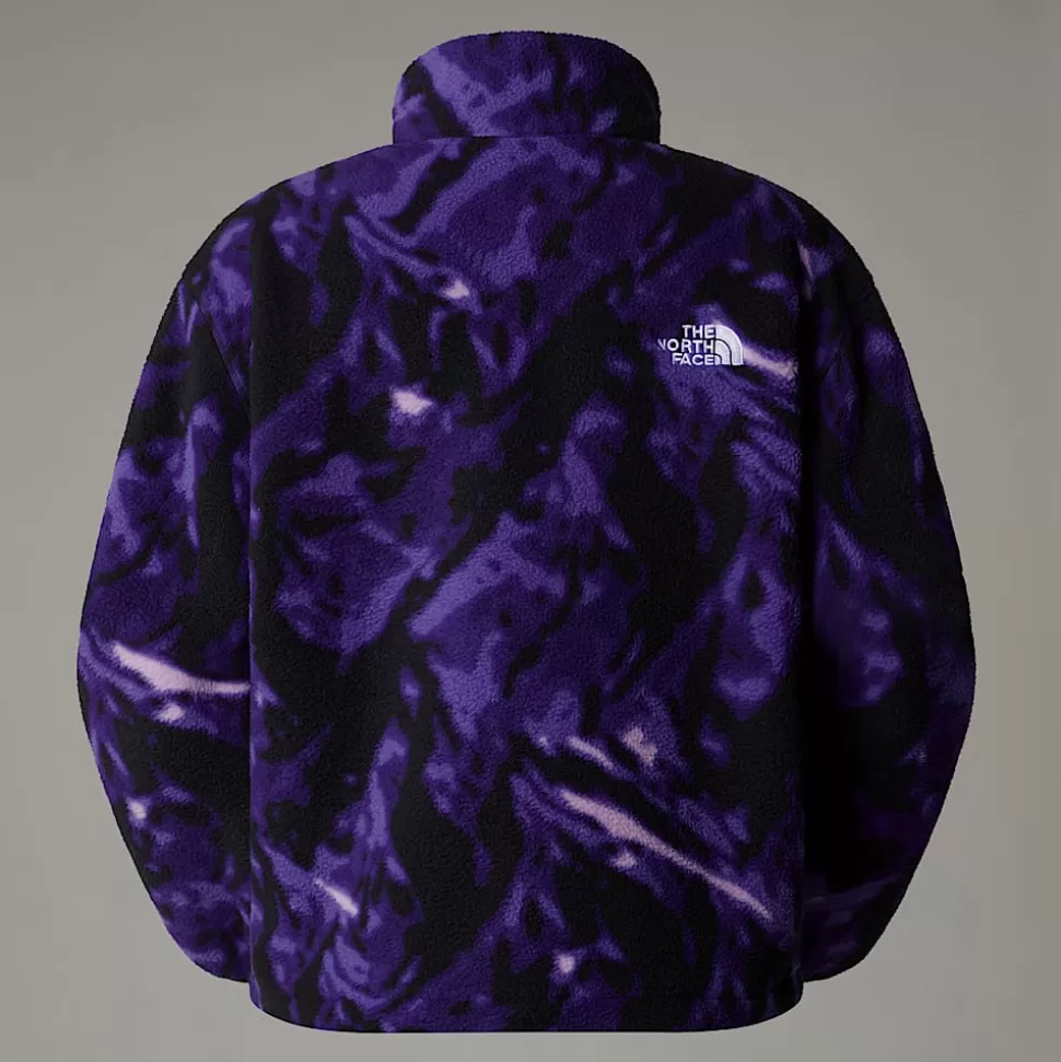 The North Face Forro Polar Con Cremallera De 1/4 TNF Fleeski Para Mujer Peak Purple 3D Summit Mesh Print New