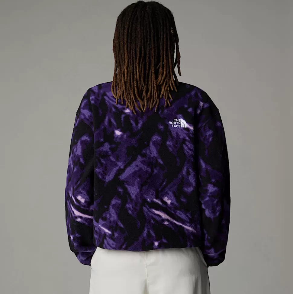 The North Face Forro Polar Con Cremallera De 1/4 TNF Fleeski Para Mujer Peak Purple 3D Summit Mesh Print New