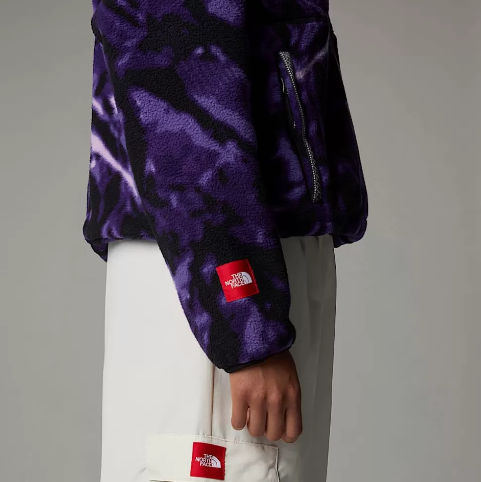 The North Face Forro Polar Con Cremallera De 1/4 TNF Fleeski Para Mujer Peak Purple 3D Summit Mesh Print New