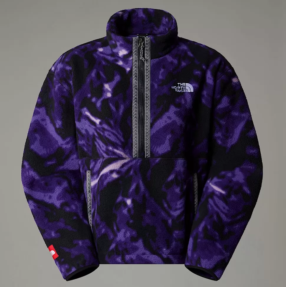 The North Face Forro Polar Con Cremallera De 1/4 TNF Fleeski Para Mujer Peak Purple 3D Summit Mesh Print New