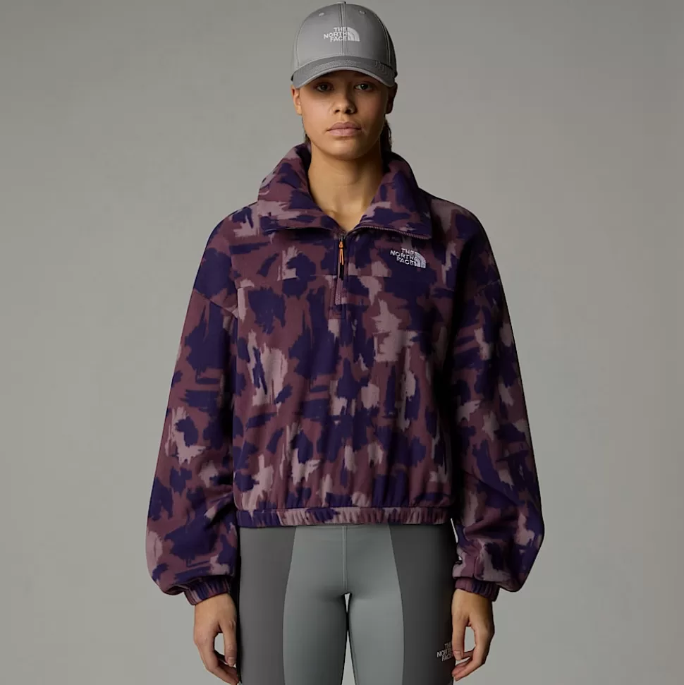 The North Face Forro Polar Estampado Con Cremallera De 1/4 Para Mujer Midnight Mauve Painted Mountains Print Cheap
