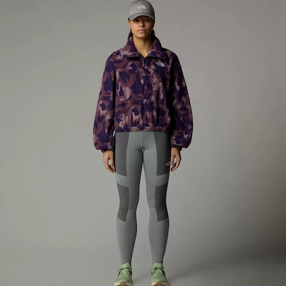 The North Face Forro Polar Estampado Con Cremallera De 1/4 Para Mujer Midnight Mauve Painted Mountains Print Cheap
