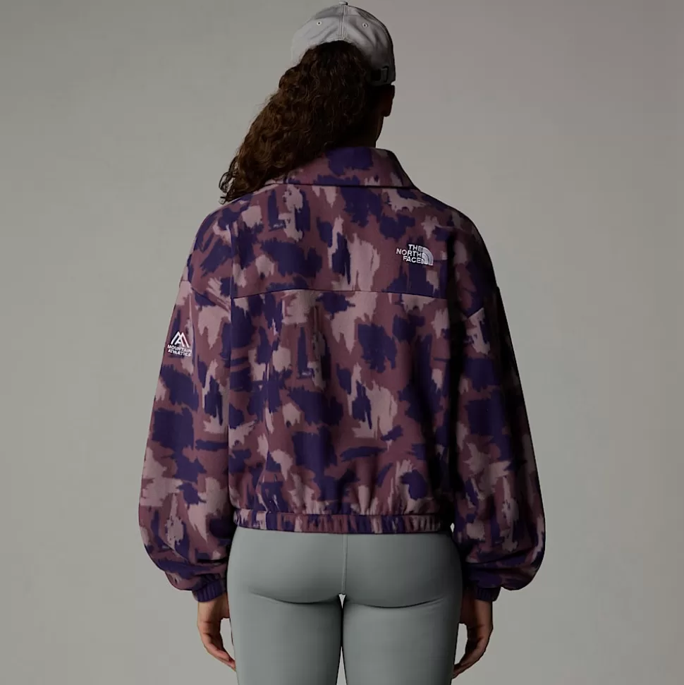 The North Face Forro Polar Estampado Con Cremallera De 1/4 Para Mujer Midnight Mauve Painted Mountains Print Cheap