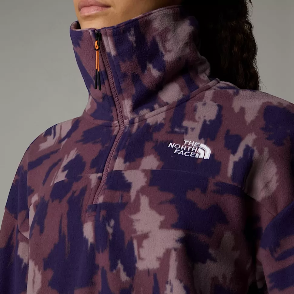 The North Face Forro Polar Estampado Con Cremallera De 1/4 Para Mujer Midnight Mauve Painted Mountains Print Cheap