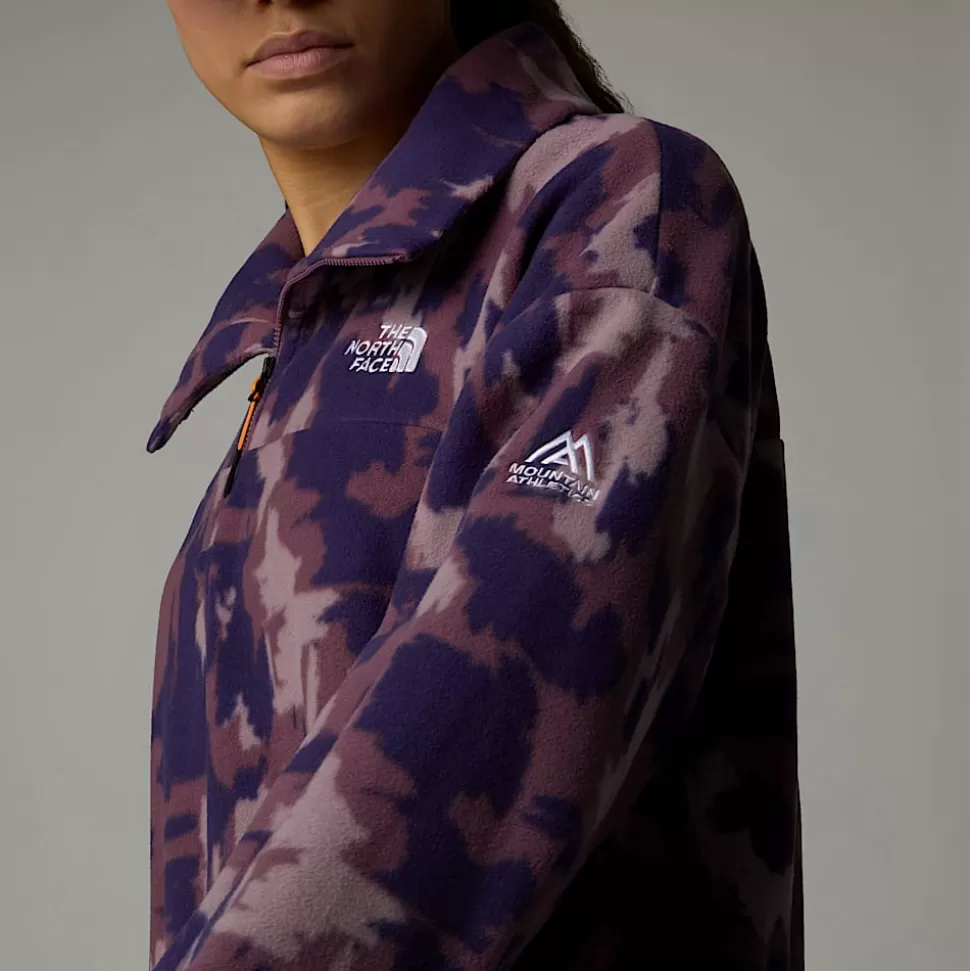 The North Face Forro Polar Estampado Con Cremallera De 1/4 Para Mujer Midnight Mauve Painted Mountains Print Cheap