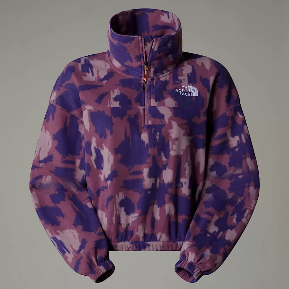 The North Face Forro Polar Estampado Con Cremallera De 1/4 Para Mujer Midnight Mauve Painted Mountains Print Cheap