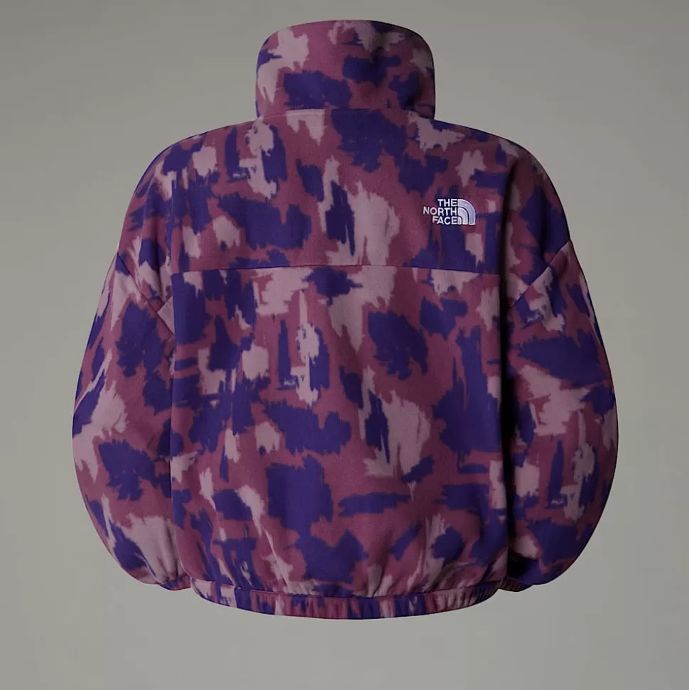 The North Face Forro Polar Estampado Con Cremallera De 1/4 Para Mujer Midnight Mauve Painted Mountains Print Cheap