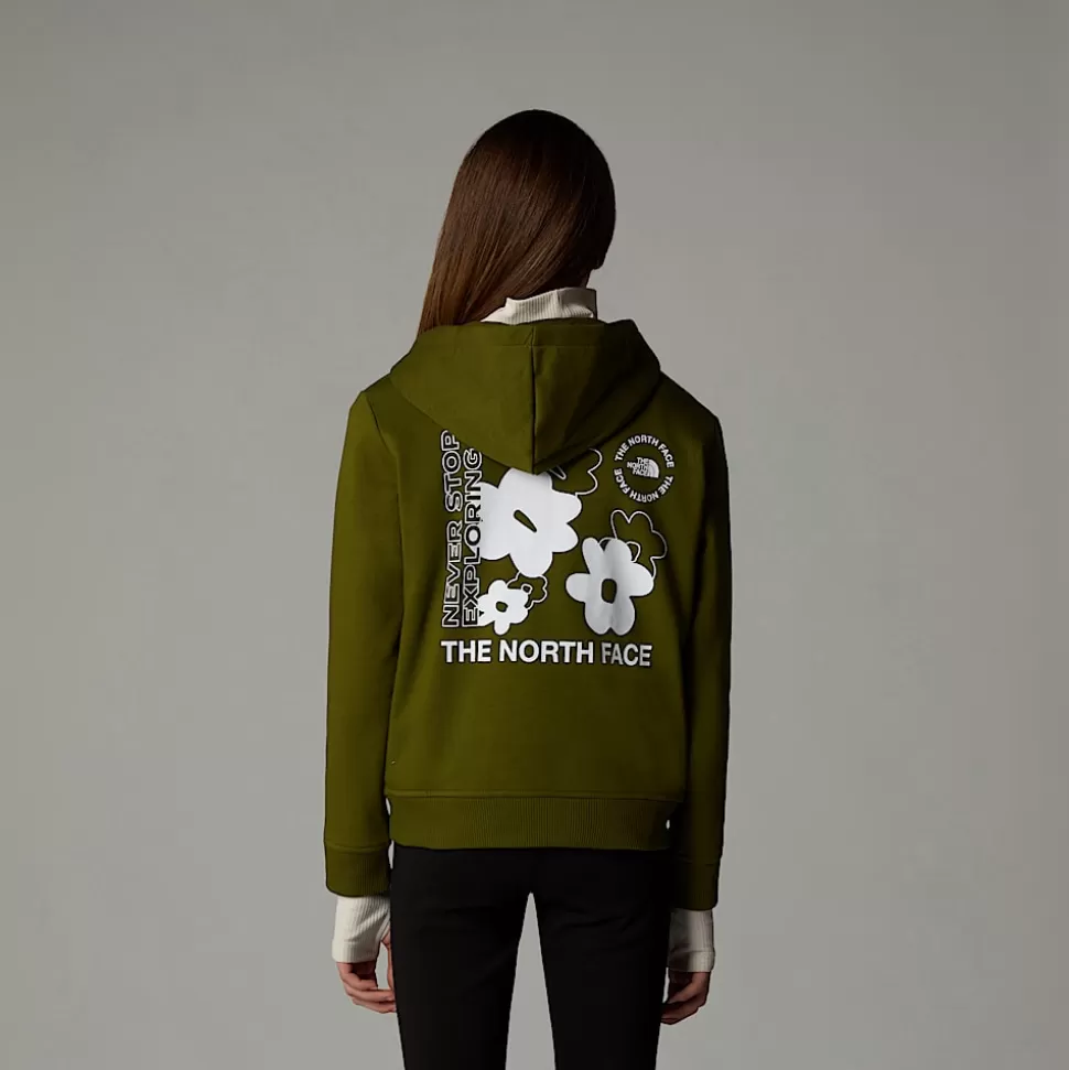 The North Face Sudadera Holgada Con Estampado Gráfico Flower Para Niña Forest Olive Flash Sale