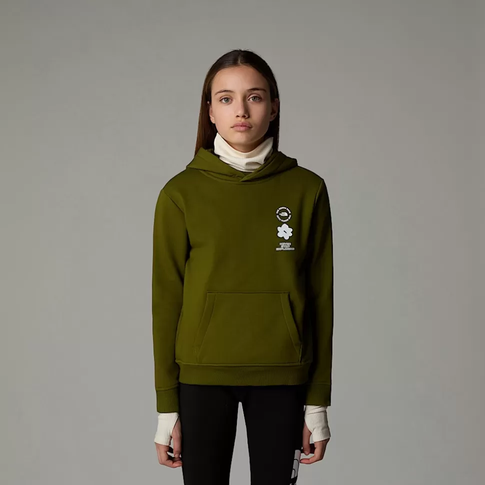 The North Face Sudadera Holgada Con Estampado Gráfico Flower Para Niña Forest Olive Flash Sale