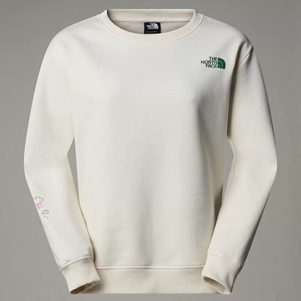 The North Face Sudadera Holgada Outdoor Multi Graphic Para Mujer White Dune-Evergreen Best