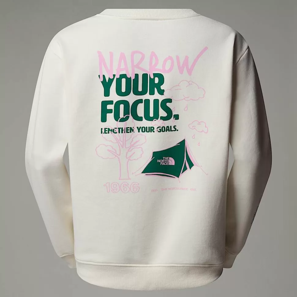 The North Face Sudadera Holgada Outdoor Multi Graphic Para Mujer White Dune-Evergreen Best